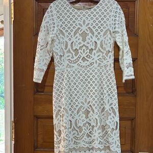 Gabby Skye White Lace Long Sleeve Dress